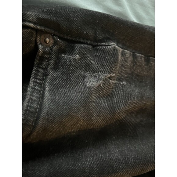 Zara Women's Straight Leg Jeans Size 2 Black Frayed Hem And Holes Distressed - Picture 3 of 9